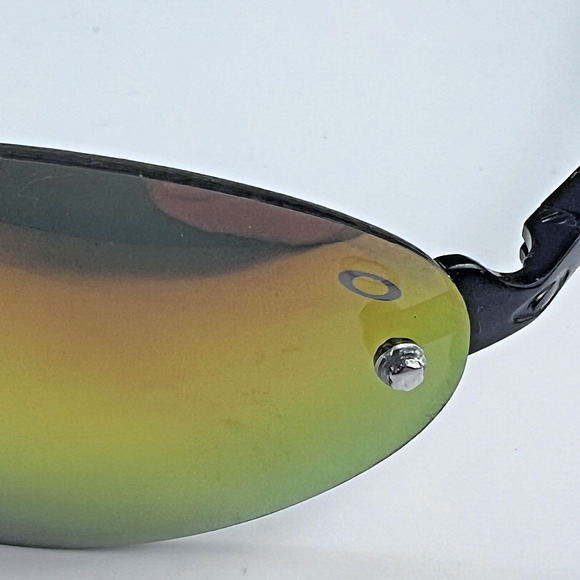 VTG Oakley Sunglasses Mens Black Rimless Oval Mirrored Iridium Wrap Made in USA - Picture 8 of 12